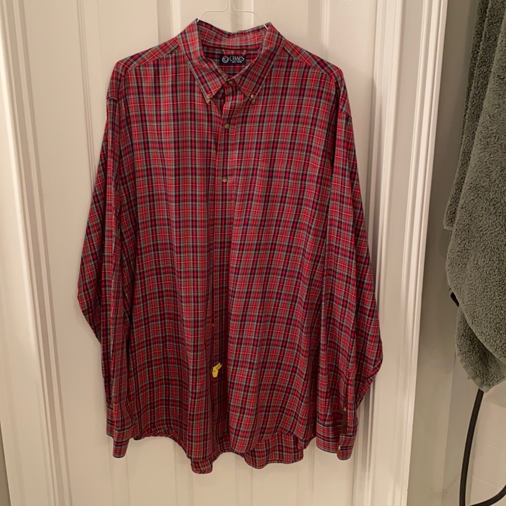 Chaps red plaid button collar shirt size 2XT